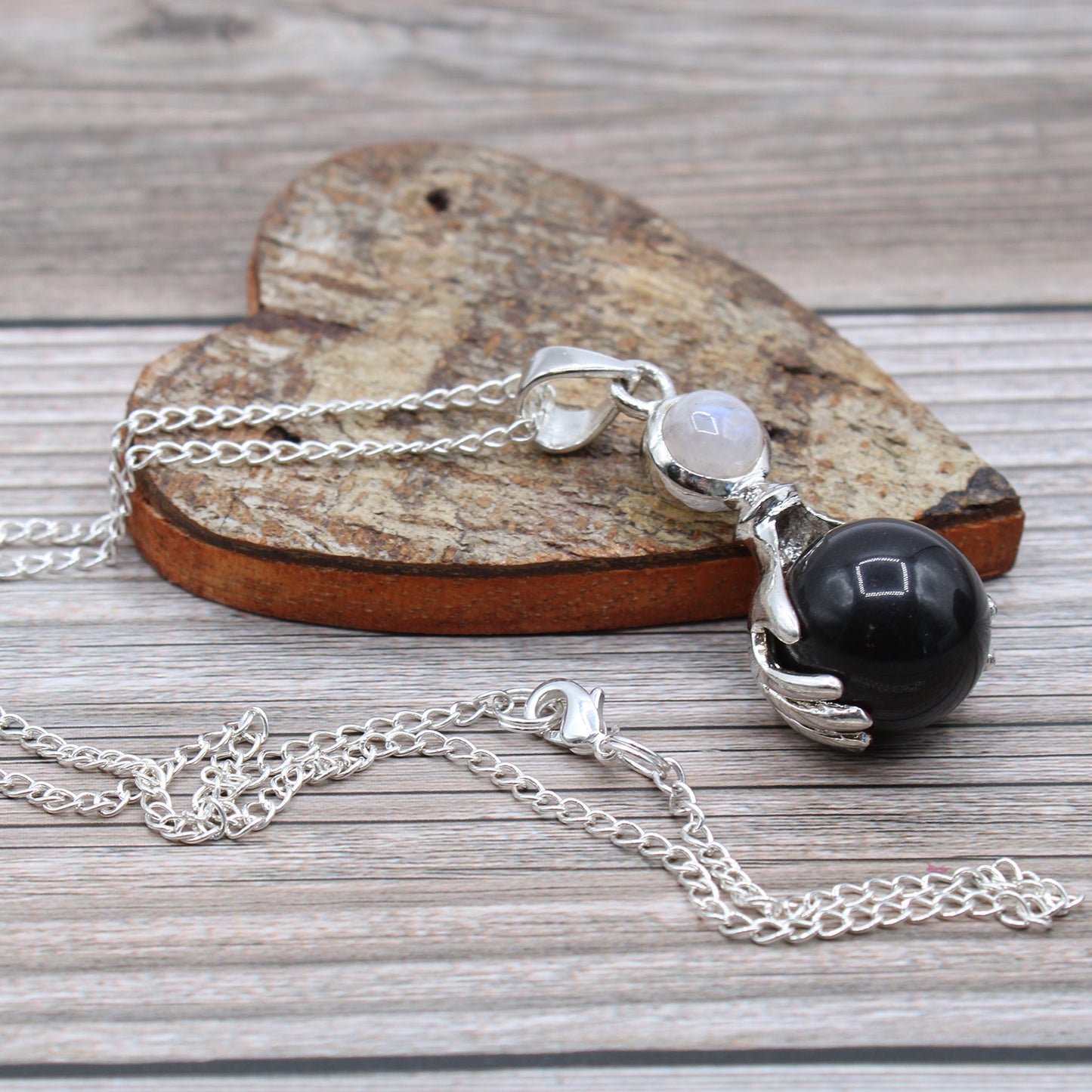 Gemstone Healing Hands Pendant - Black Agate From Witch, Please!