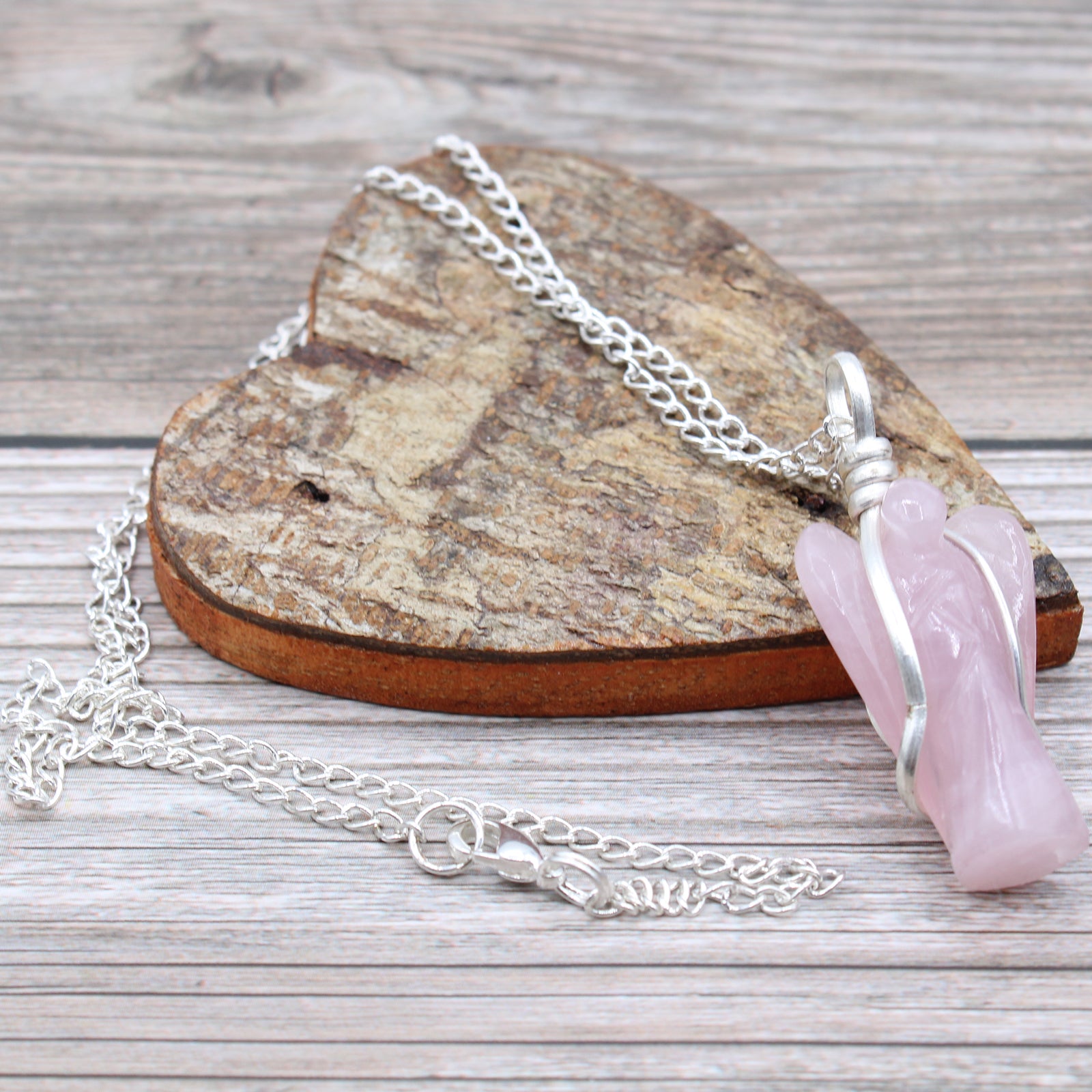 Gemstone Guardian Angel Pendant - Rose Quartz From Witch, Please!