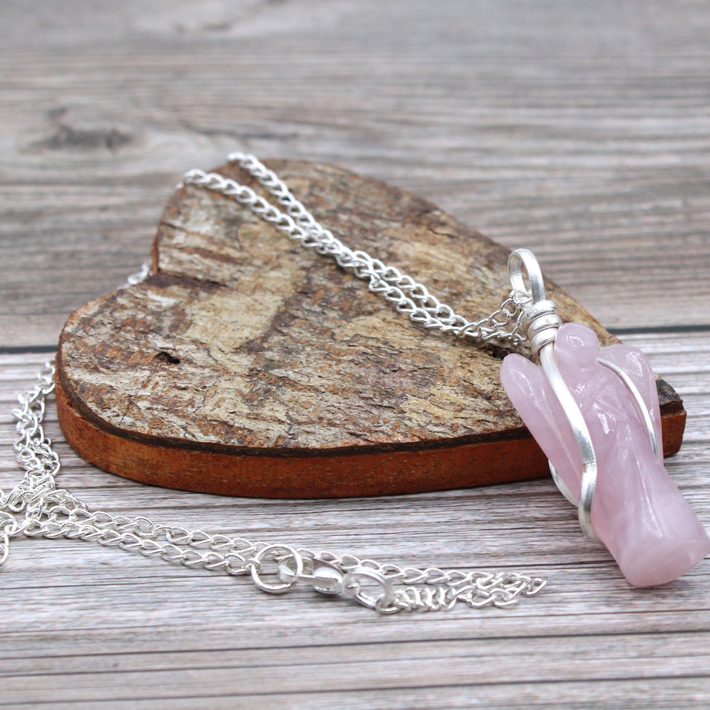 Gemstone Guardian Angel Pendant - Rose Quartz From Witch, Please!