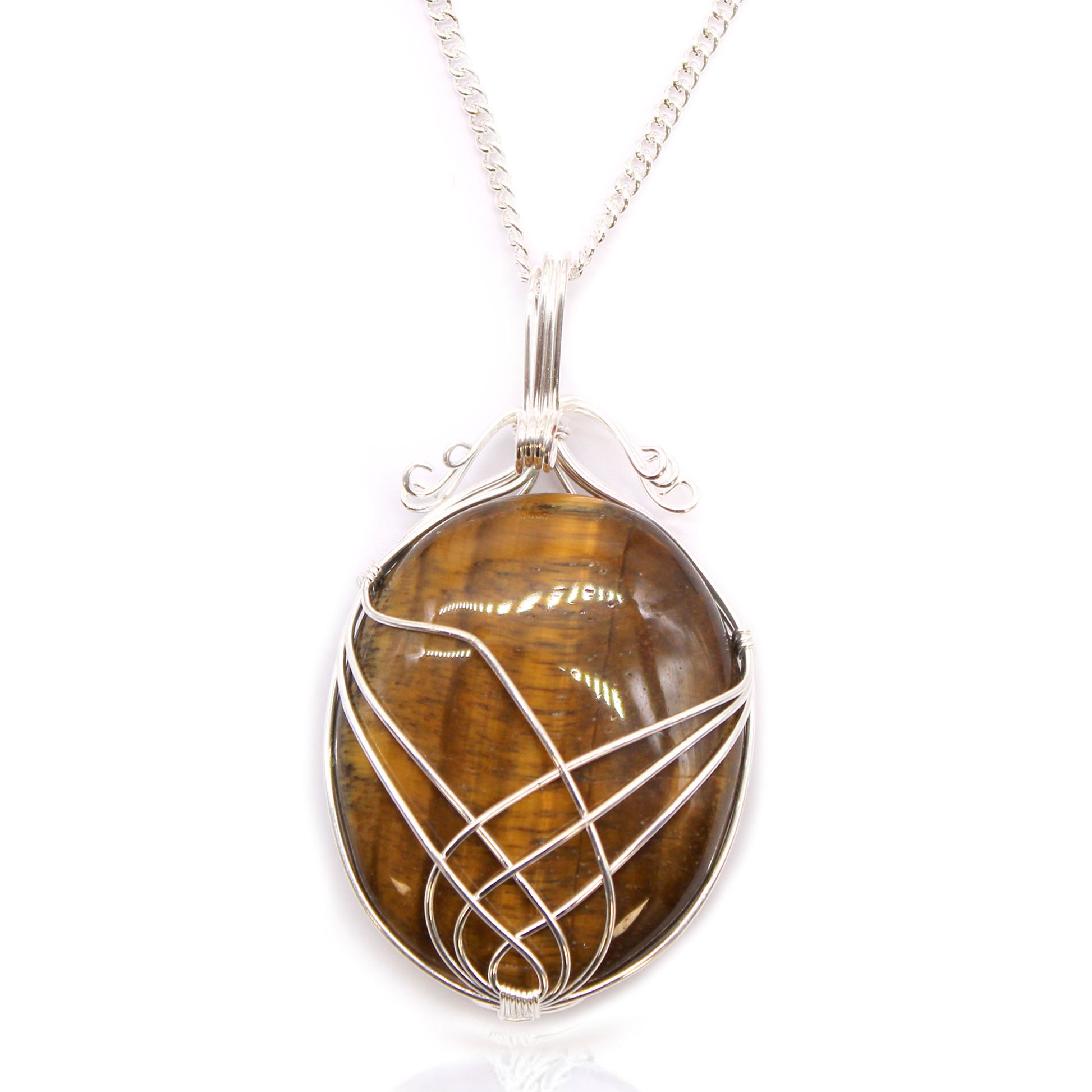 Swirl Wrapped Gemstone Necklace - Tiger Eye From Witch, Please!