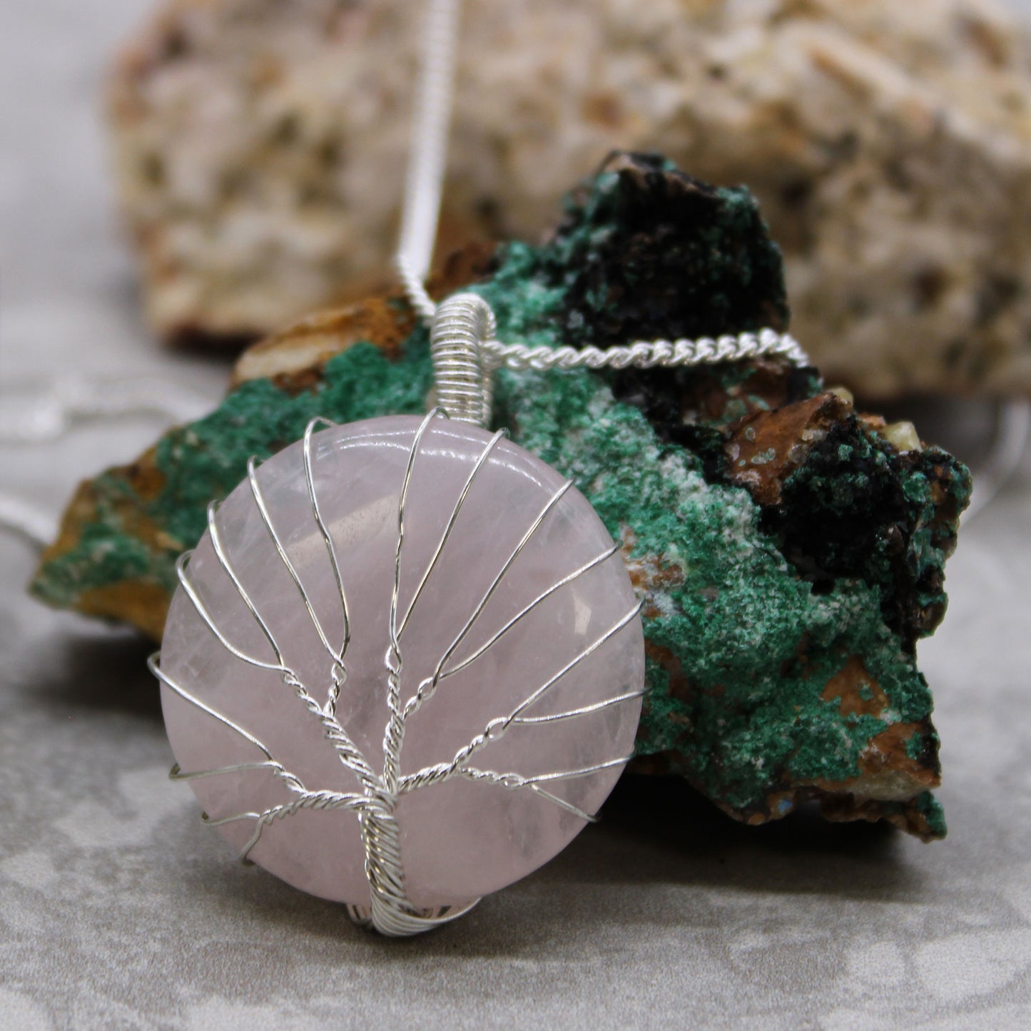 Tree of Life Gemstone Necklace - Rose Quartz From Witch, Please!