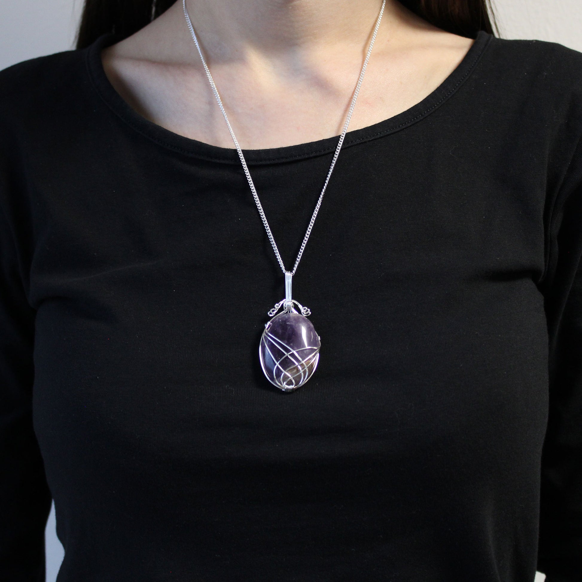 Swirl Wrapped Gemstone Necklace - Amethyst From Witch, Please!