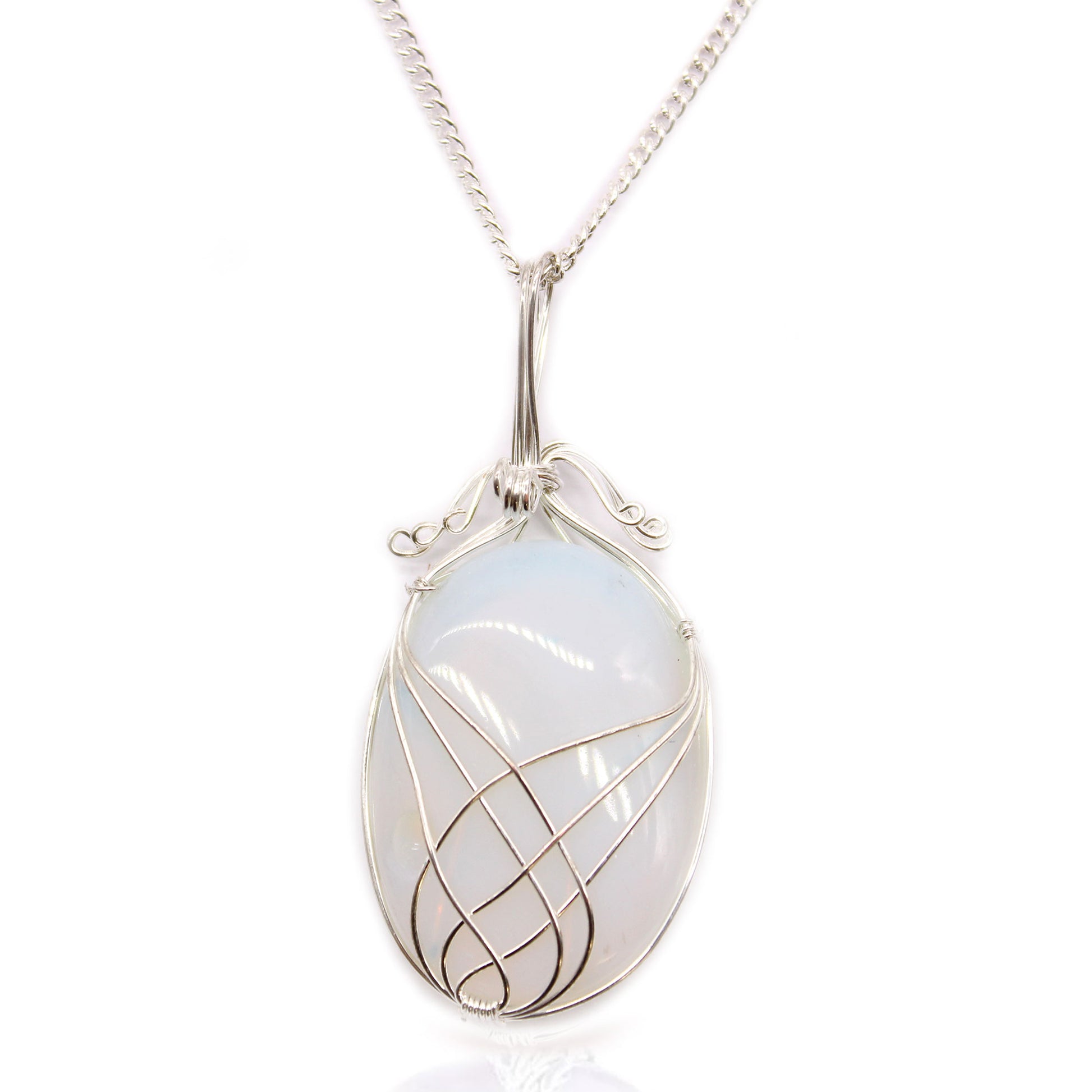 Swirl Wrapped Gemstone Necklace - Opalite From Witch, Please!