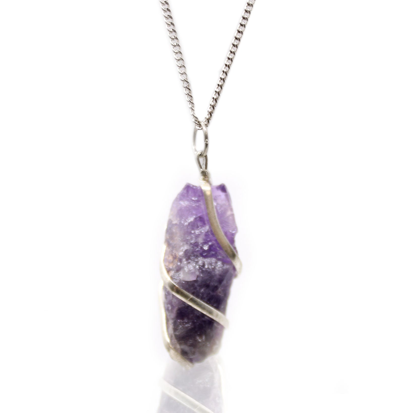 Cascade Wrapped Gemstone Necklace - Rough Amethyst From Witch, Please!