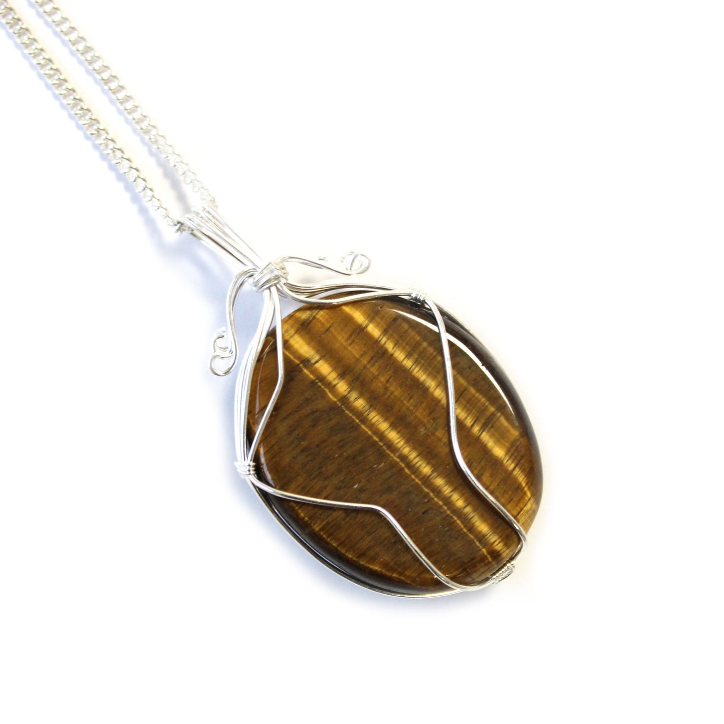 Swirl Wrapped Gemstone Necklace - Tiger Eye From Witch, Please!