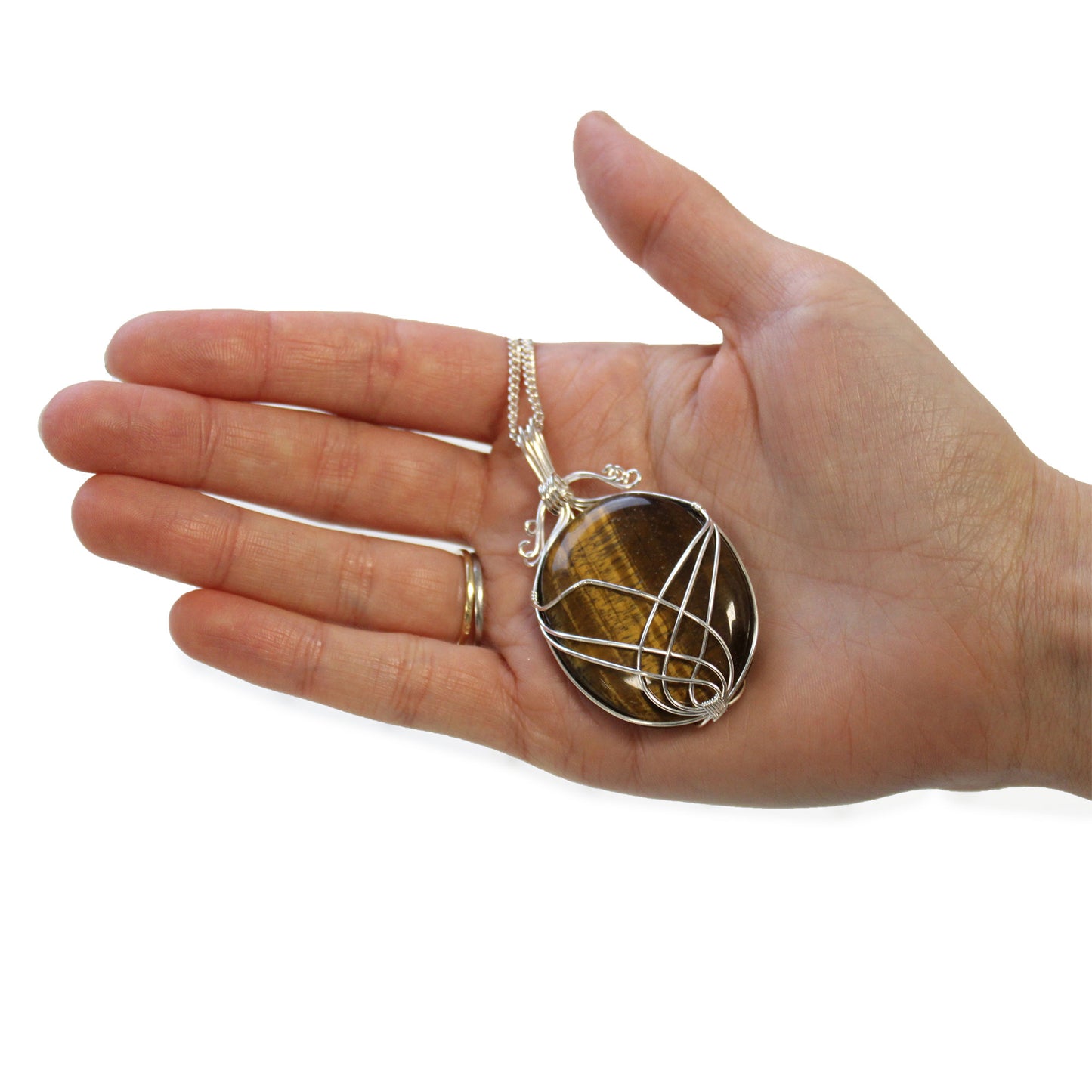 Swirl Wrapped Gemstone Necklace - Tiger Eye From Witch, Please!