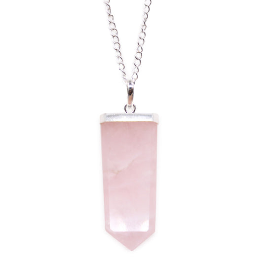 Gemstone Flat Pencil Pendant - Rose Quartz From Witch, Please!