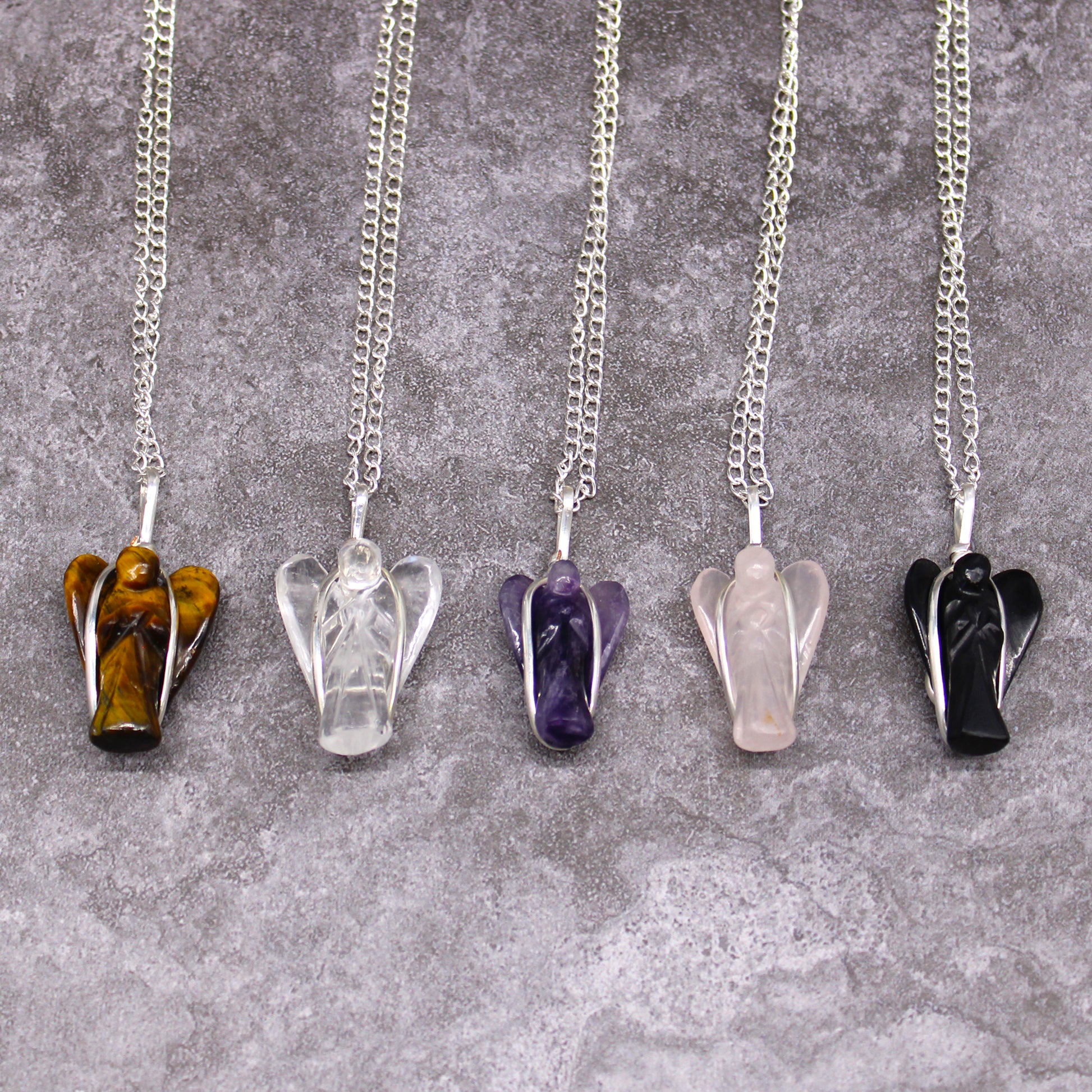 Gemstone Guardian Angel Pendant - Black Agate From Witch, Please!