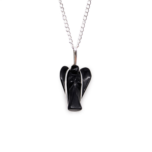 Gemstone Guardian Angel Pendant - Black Agate From Witch, Please!