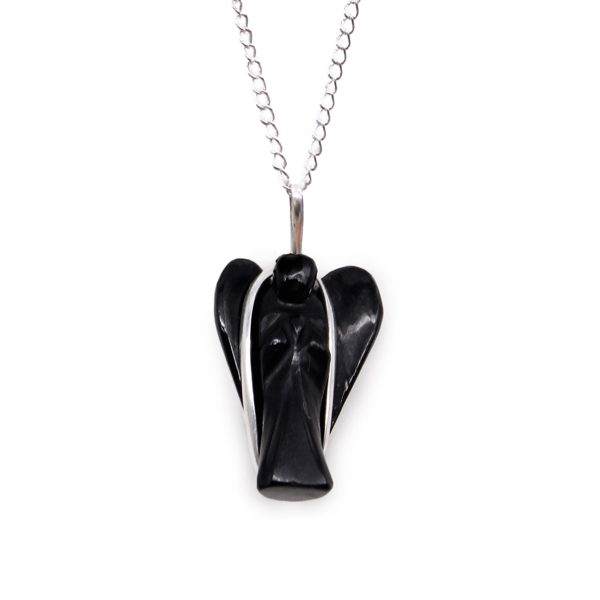 Gemstone Guardian Angel Pendant - Black Agate From Witch, Please!