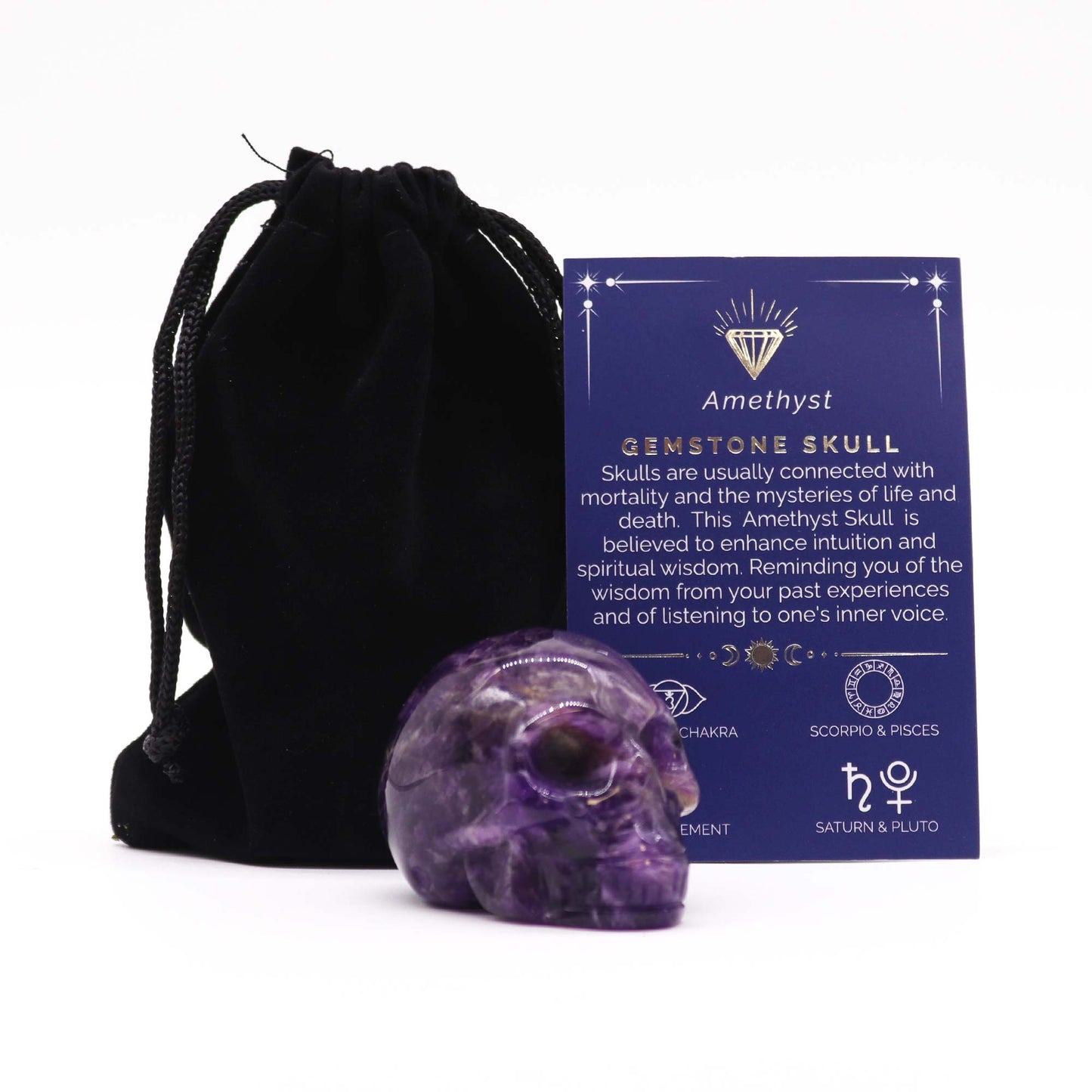 Gemstone Lrg Skull - Amethyst From Witch, Please!