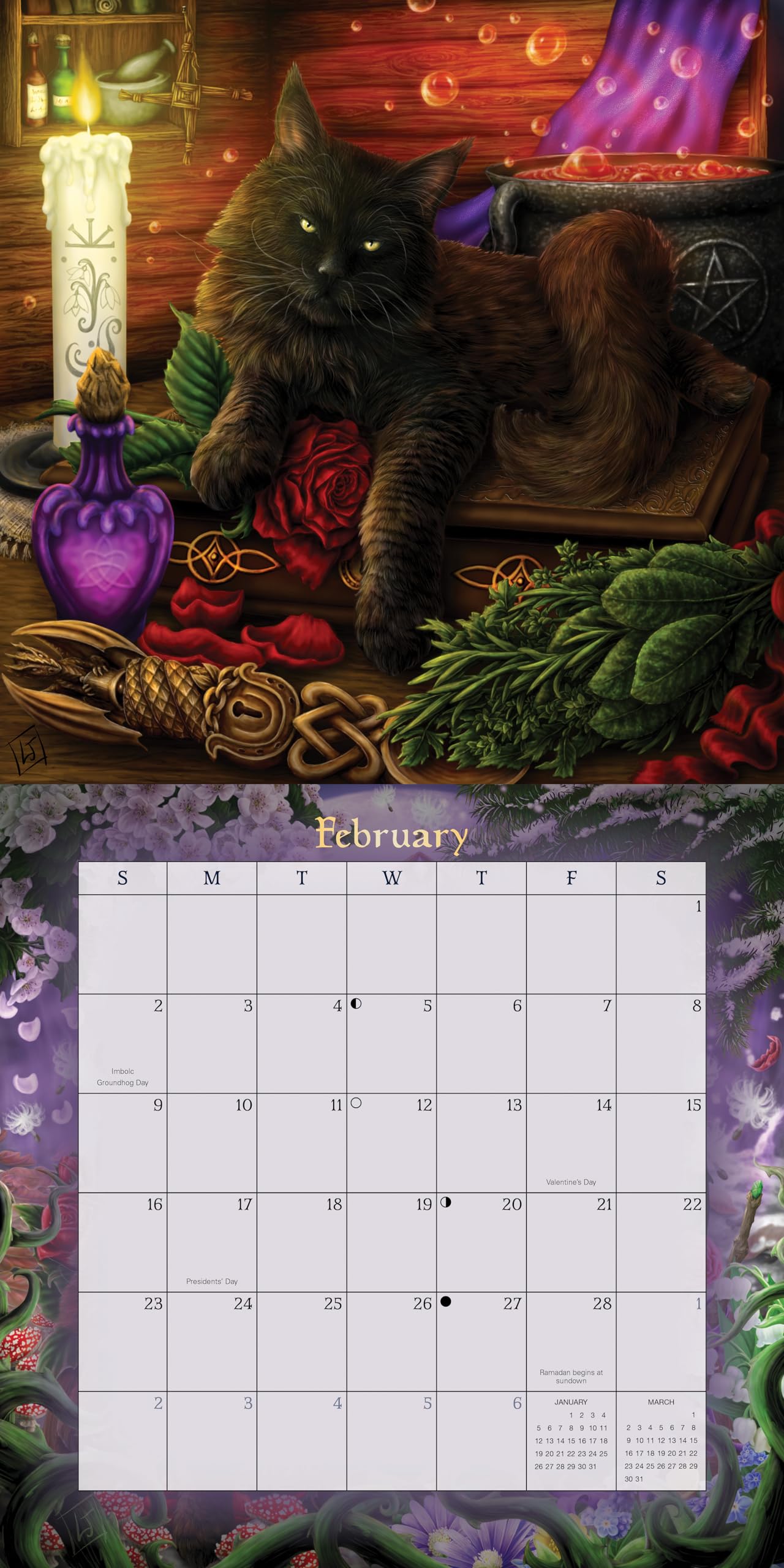 Llewellyn's 2025 Magical Mystical Cats Calendar