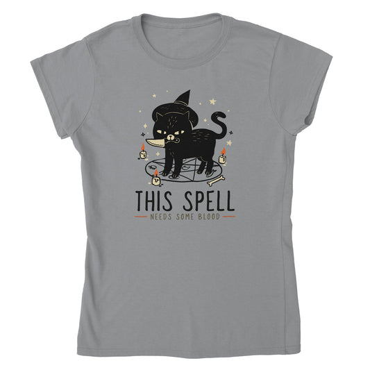 This Spell Needs Some Blood Womens Crewneck Sports Grey T-shirt From Witch, Please!