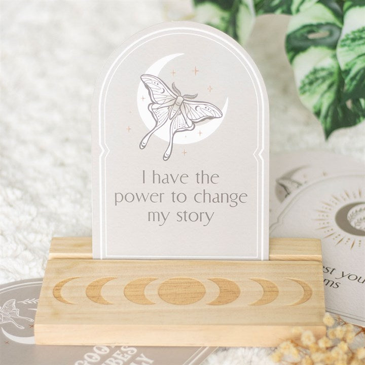 Luna Moth Affirmation Cards with Wooden Stand From Witch, Please!