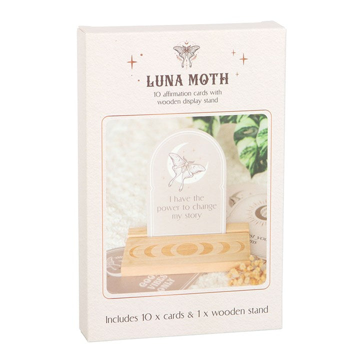 Luna Moth Affirmation Cards with Wooden Stand From Witch, Please!