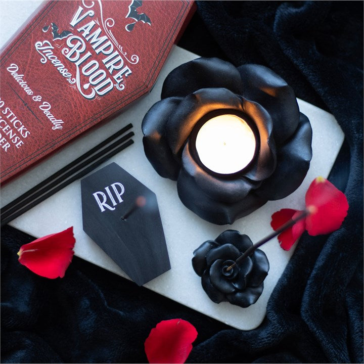 Black Rose Resin Tealight Candle Holder From Witch, Please!