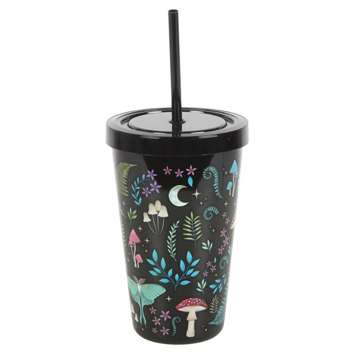 Dark Forest Print Plastic Tumbler with Straw From Witch, Please!