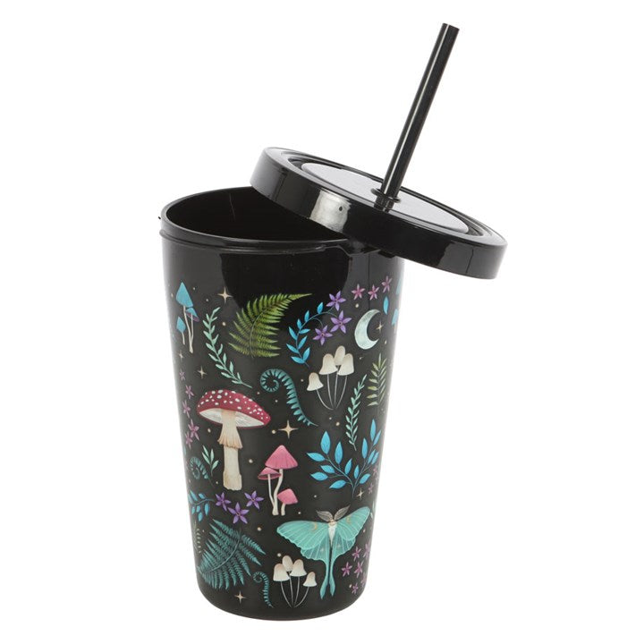 Dark Forest Print Plastic Tumbler with Straw From Witch, Please!