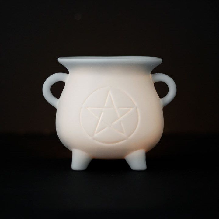 White Pentagram Cauldron Oil Burner From Witch, Please!