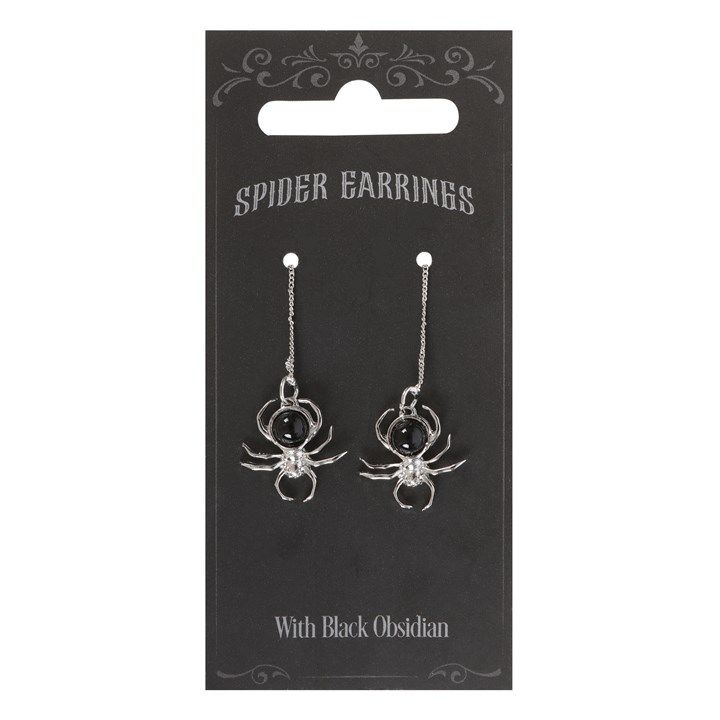 Black Obsidian Spider Threader Earrings From Witch, Please!