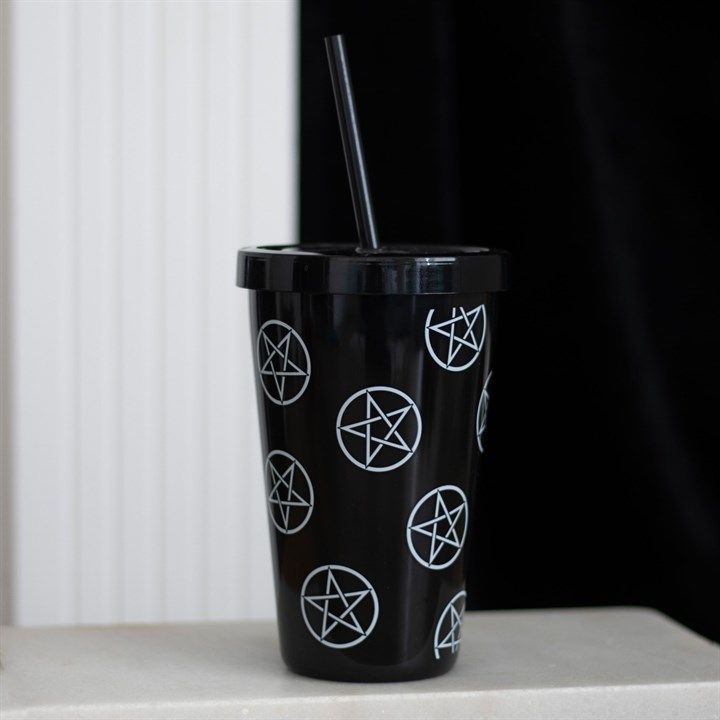 Pentagram Plastic Tumbler with Straw From Witch, Please!