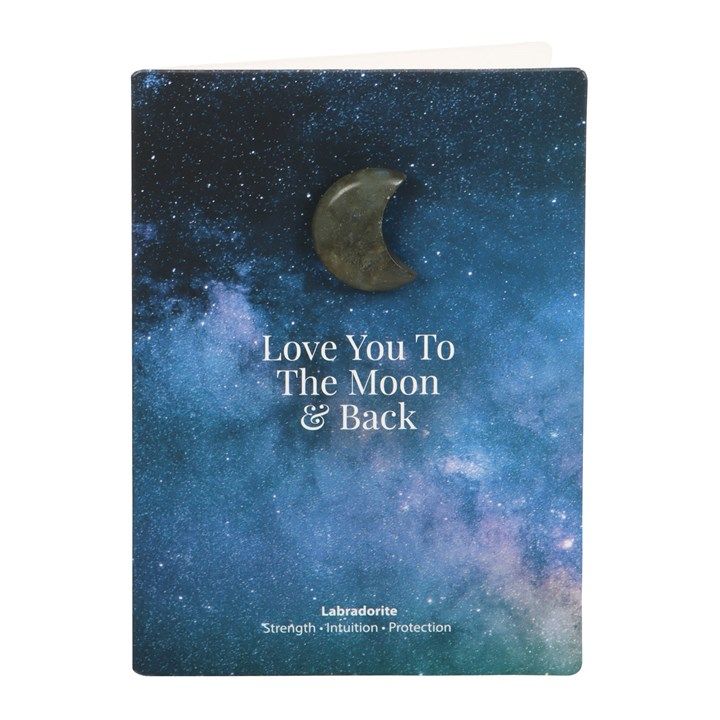 Moon & Back Labradorite Crystal Moon Greeting Card From Witch, Please!