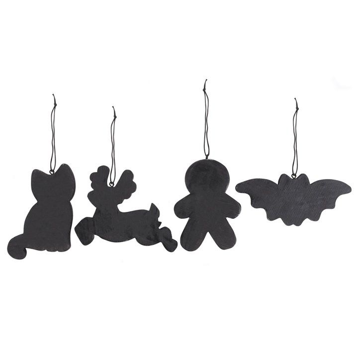 Set of 4 Black Creepy Skeleton Cookie Ornaments From Witch, Please!