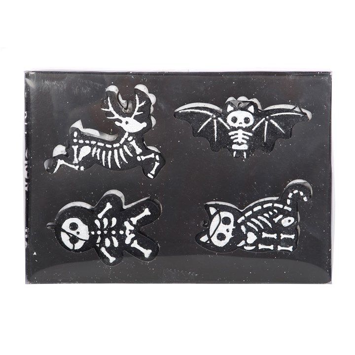 Set of 4 Black Creepy Skeleton Cookie Ornaments From Witch, Please!