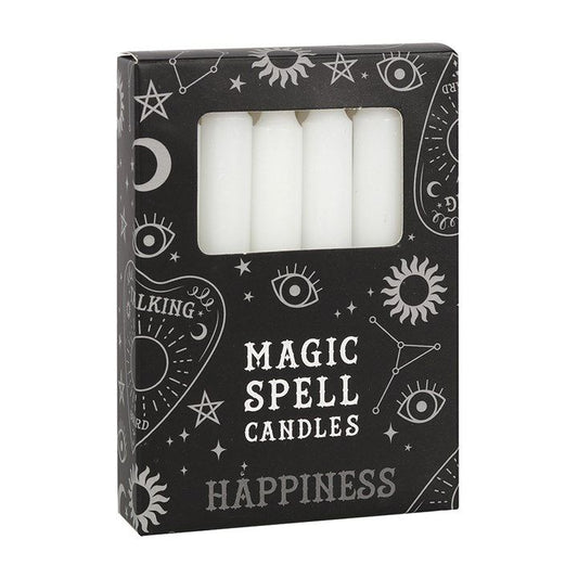 Set of 12 White 'Happiness' Spell Candles From Witch, Please!