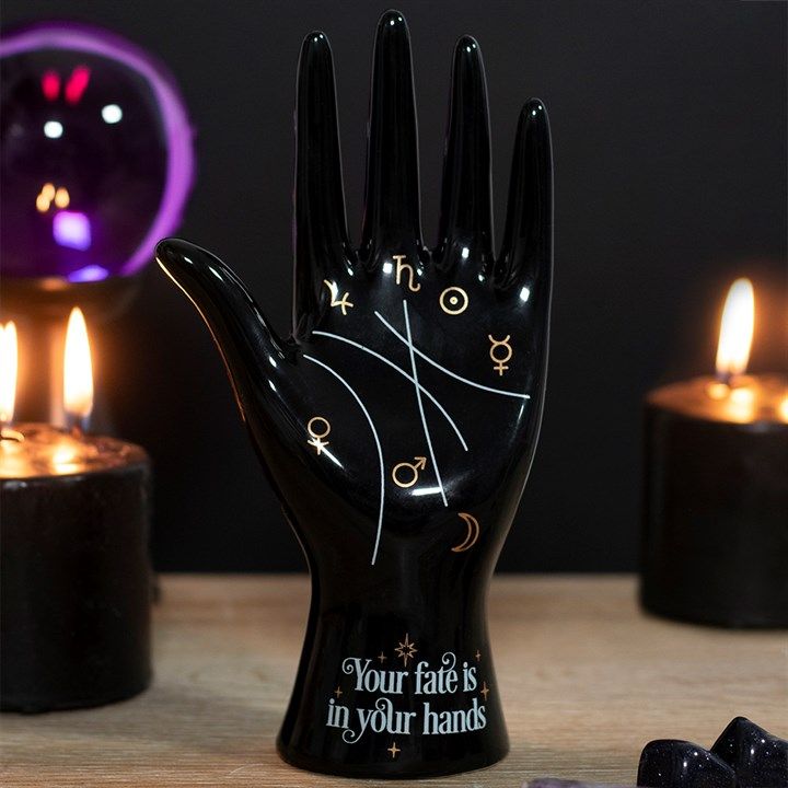 Black Ceramic Palmistry Hand Ornament From Witch, Please!