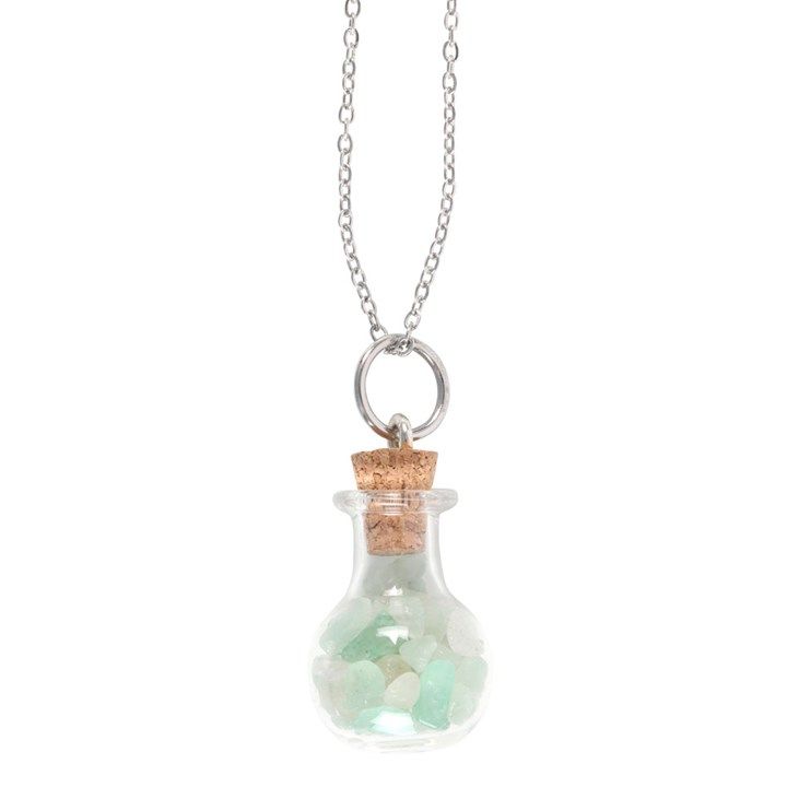 Luck Green Aventurine Crystal Chip Potion Bottle Necklace From Witch, Please!