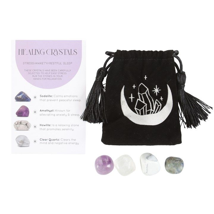 Stress Healing Crystal Set with Moon Trinket Dish From Witch, Please!