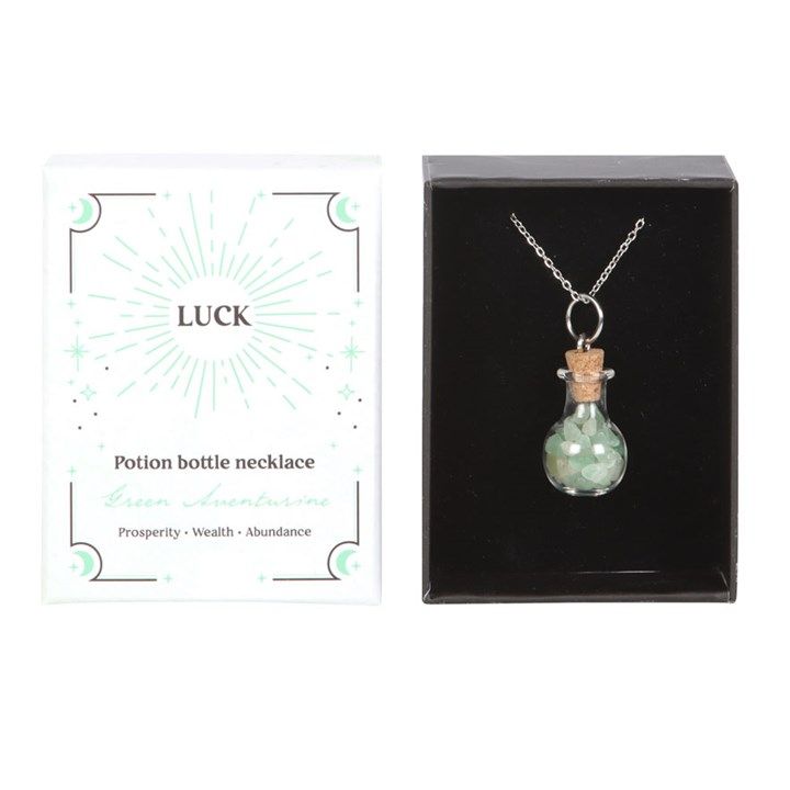 Luck Green Aventurine Crystal Chip Potion Bottle Necklace From Witch, Please!