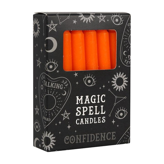 Set of 12 Orange 'Confidence' Spell Candles From Witch, Please!