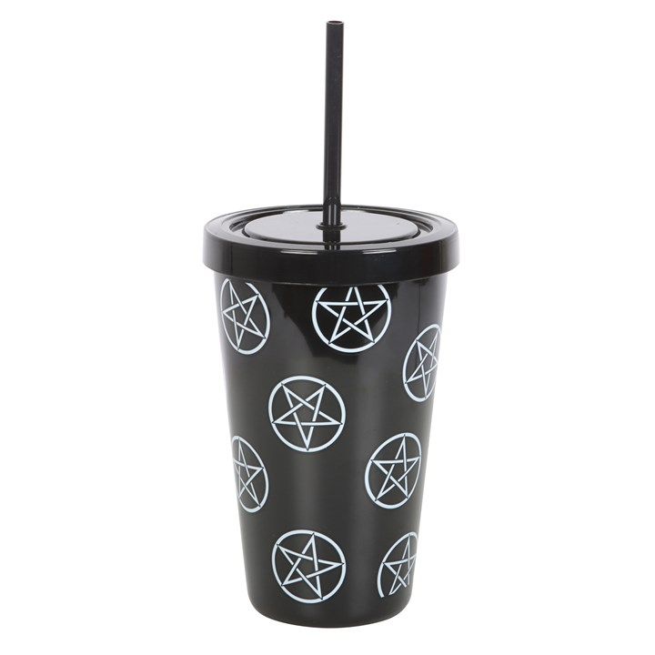 Pentagram Plastic Tumbler with Straw From Witch, Please!