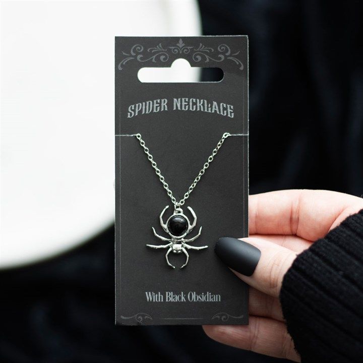 Black Obsidian Spider Pendant Necklace From Witch, Please!