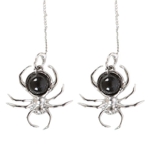 Black Obsidian Spider Threader Earrings From Witch, Please!