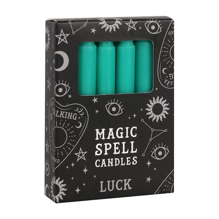 Set of 12 Green 'Luck' Spell Candles From Witch, Please!