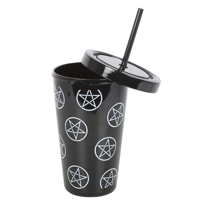 Pentagram Plastic Tumbler with Straw From Witch, Please!