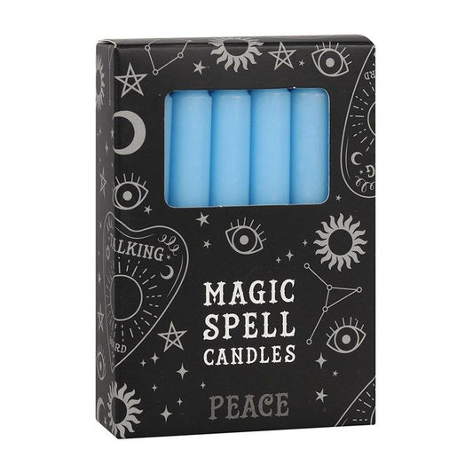 Set of 12 Light Blue 'Peace' Spell Candles From Witch, Please!