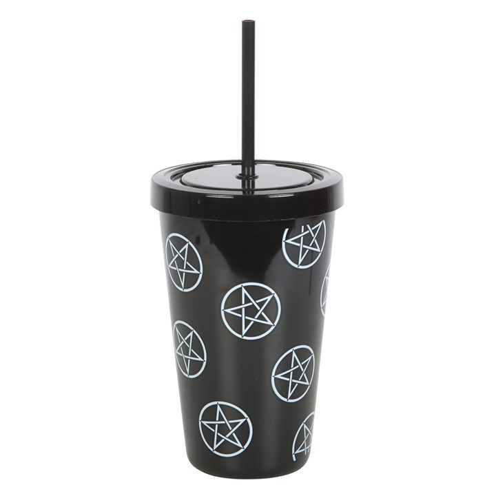 Pentagram Plastic Tumbler with Straw From Witch, Please!