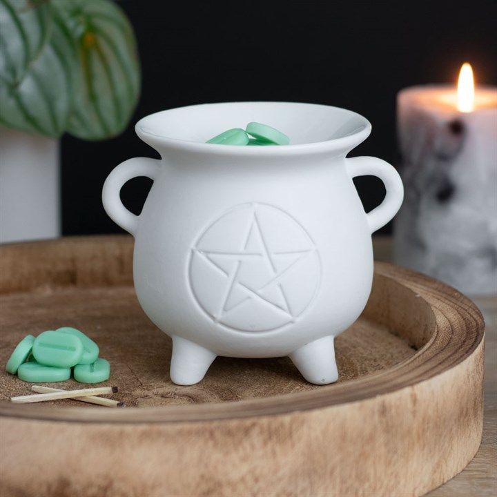 White Pentagram Cauldron Oil Burner From Witch, Please!