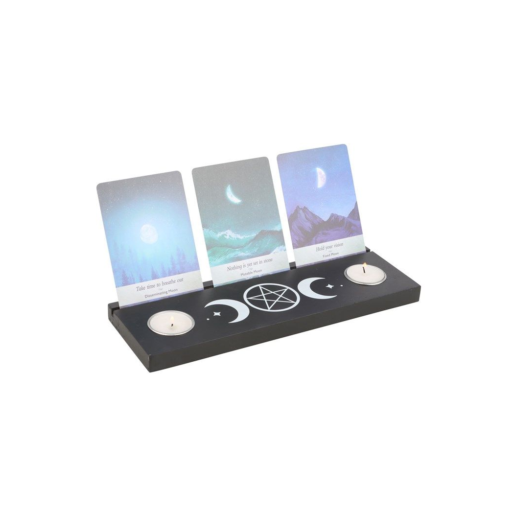 Black Triple Moon Tarot Card Stand Tealight Holder From Witch, Please!