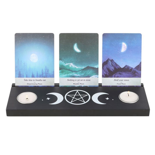 Black Triple Moon Tarot Card Stand Tealight Holder From Witch, Please!