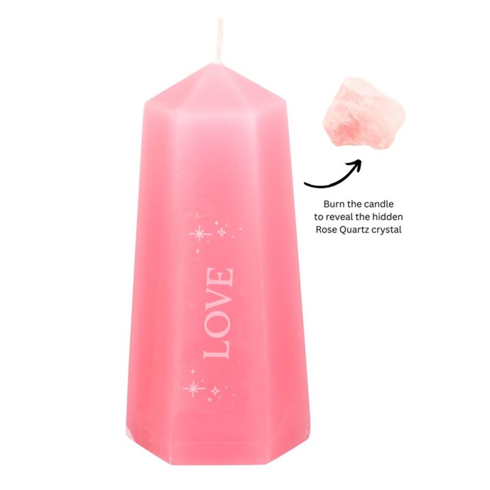 Love Crystal Candle with Rough Rose Quartz From Witch, Please!