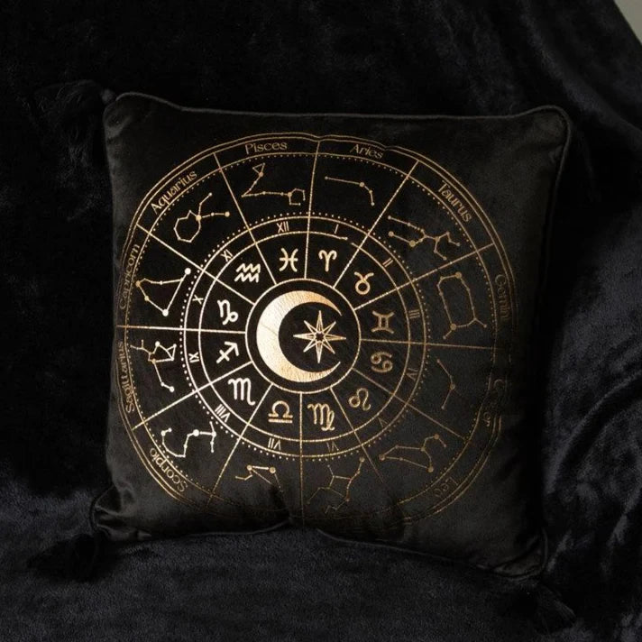 35cm Square Black Astrology Wheel Cushion From Witch, Please!