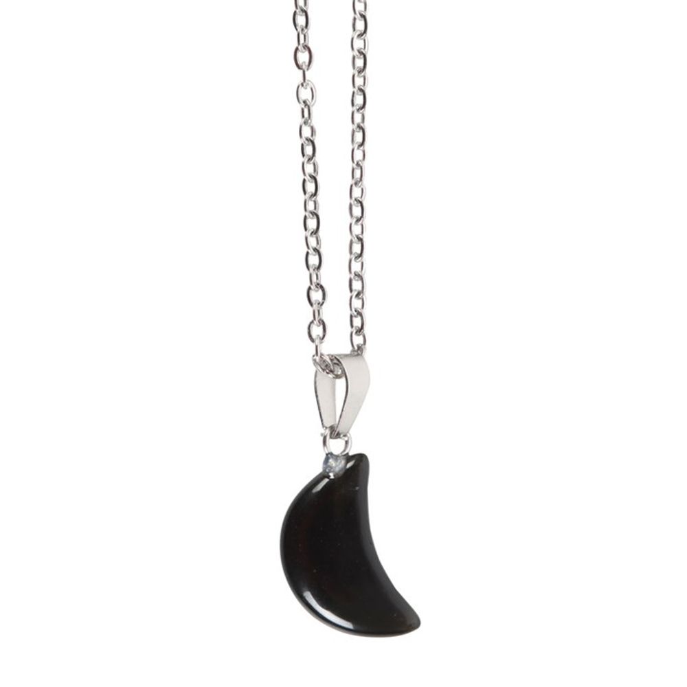 Black Obsidian Crystal Moon Necklace on Greeting Card From Witch, Please!