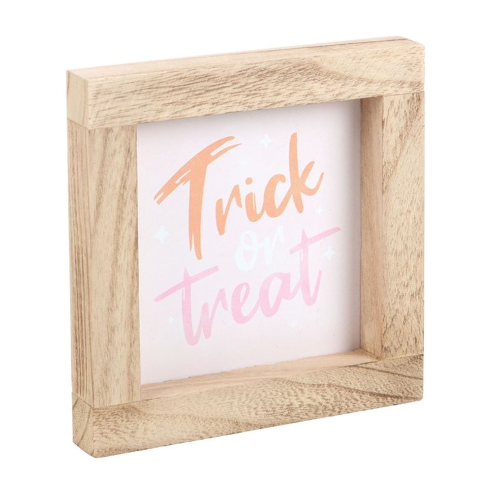 Pink Trick or Treat Wooden Frame Sign From Witch, Please!