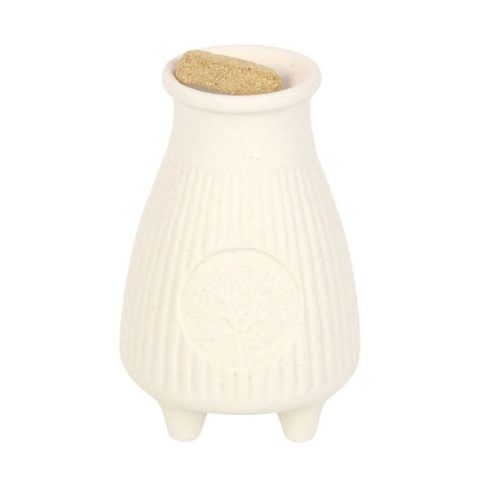 Cream Ribbed Palo Santo Brick Burner From Witch, Please!