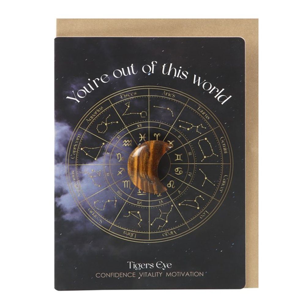 Out Of This World Tiger's Eye Crystal Moon Greeting Card From Witch, Please!